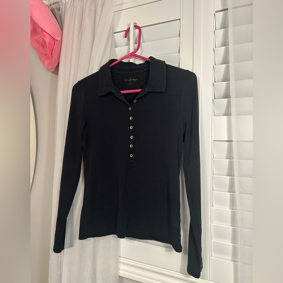 Lilly Pulitzer Remma black long sleeve polo top, size Small - Picture 7 of 7